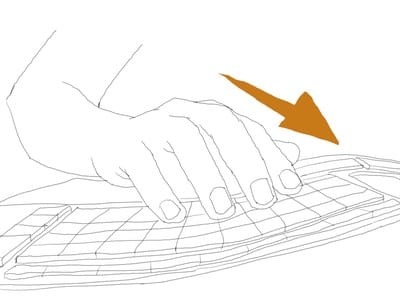 普通のキーボードの手の位置(横から)